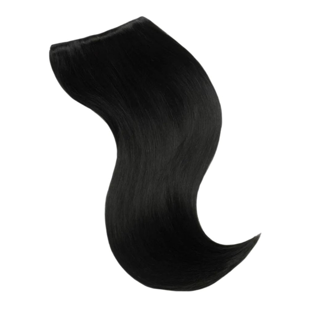 100% Human Soft Natural Black Clip In Hair Extensions Set