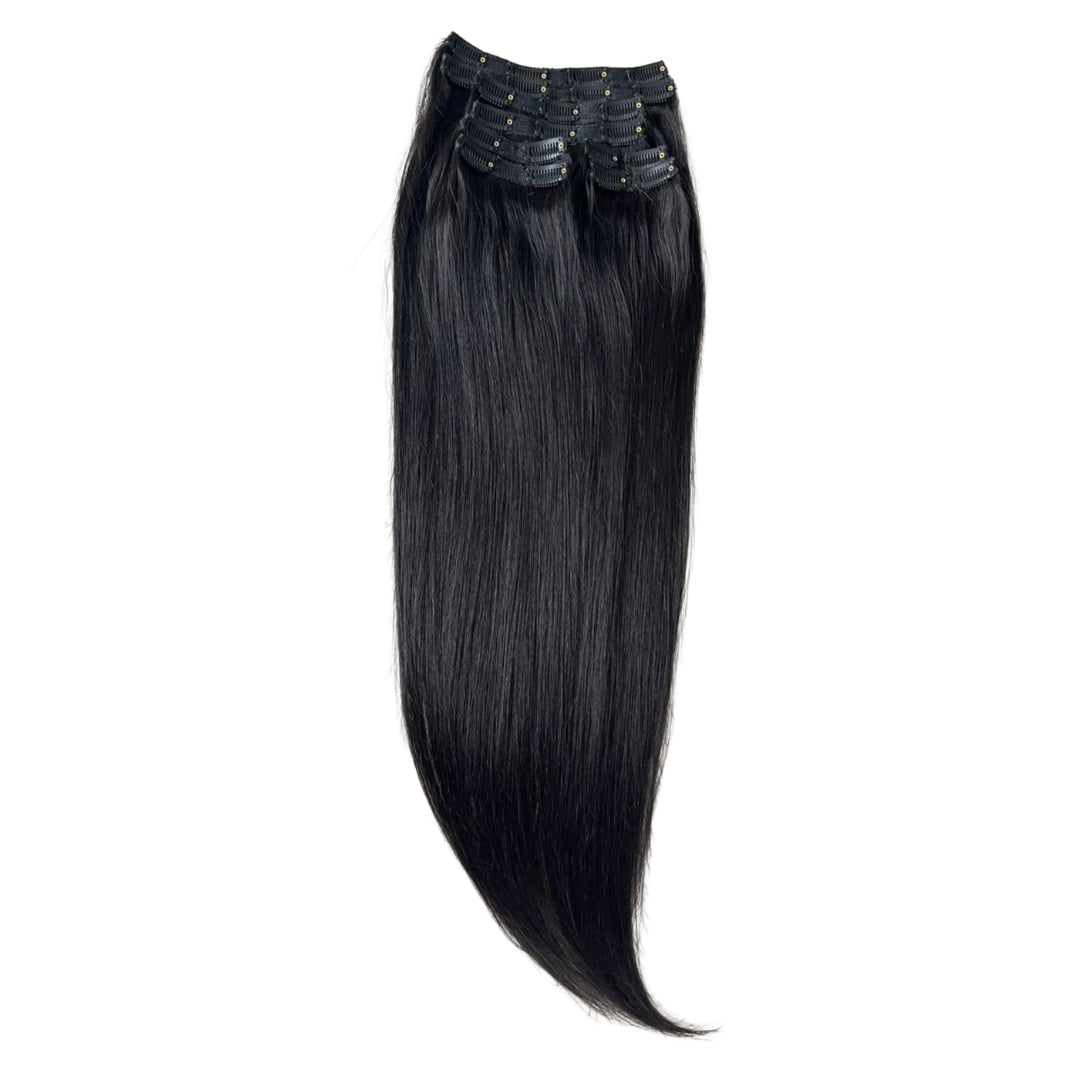 100% Human 24 Inches 180g Clip-In Set in Colour 1b Natural Black