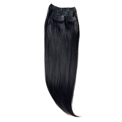 100% Human 24 Inches 180g Clip-In Set in Colour 1b Natural Black