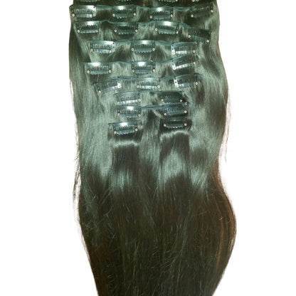 100% Human 24 Inch Straight Clip In Hair Extensions