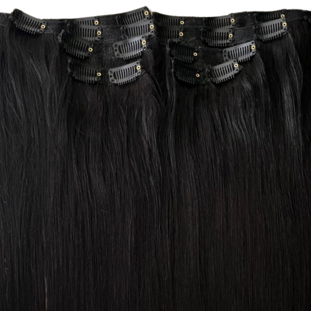 100% Human 24 Inches 180g Clip-In Set in Colour 1b Natural Black