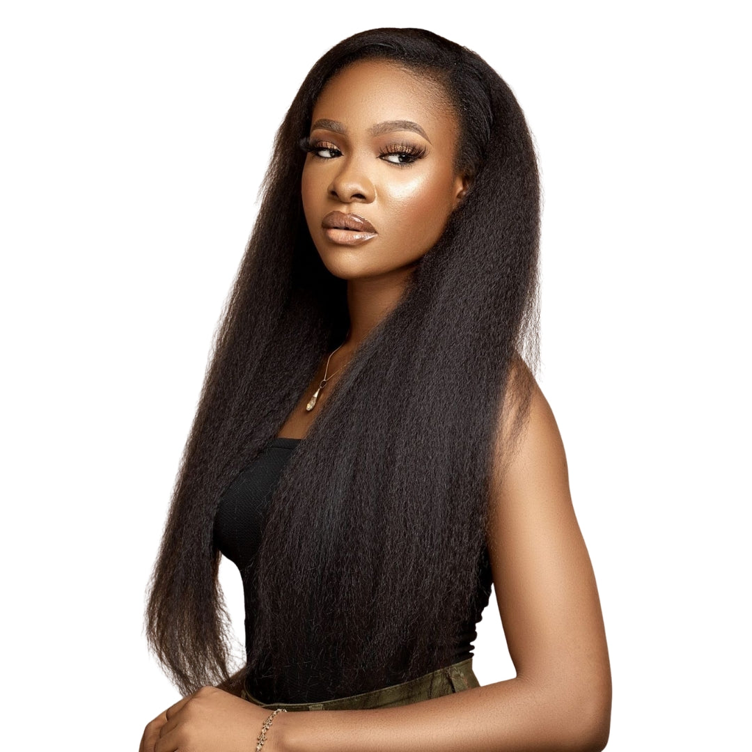 100% Human 20 Inch Kinky Straight Clip In Hair Extensions Set In 120g